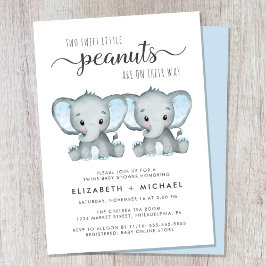 Invitación Elephant Twin Boys Parejas Baby Shower