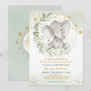 Invitación Elephant Twinkle Little Star Greeneration Baby Sho