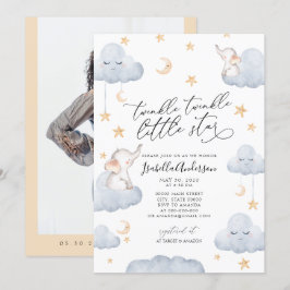 Invitación Elephant Twinkle Little Star Yellow Baby Shower
