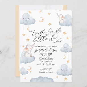 Invitación Elephant Twinkle Little Star Yellow Baby Shower