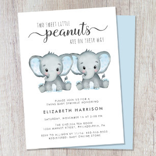 Invitación Elephant Twins Baby Sprinkle