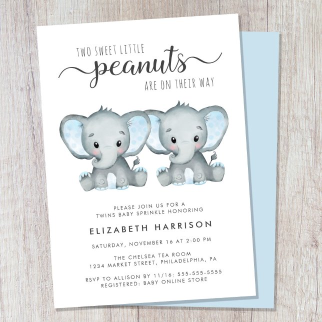 Invitación Elephant Twins Baby Sprinkle (Subido por el creador)