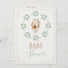 Invitación Elephant Watercolor Wreath Baby Shower