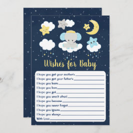 Invitación Elephant Yellow Navy Baby Shower Quiere Un Bebé