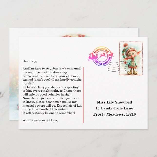 Invitación Elf Arrival Letter | North Pole Welcome Message (Anverso / Reverso)