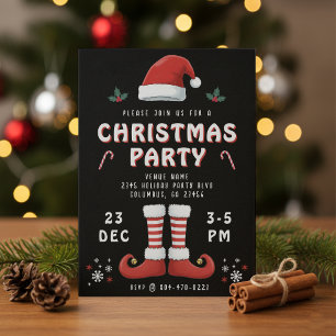 Invitación Elf Boots Gorra de Santa Claus Fiesta de Navidades