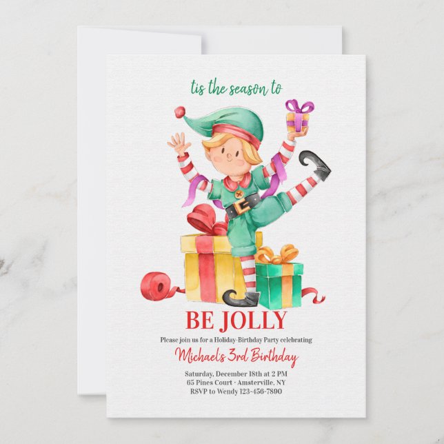 Invitación Elf de navidades (Anverso)