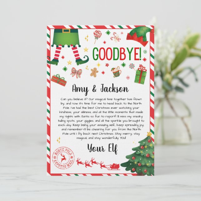 Invitación elf goodbye letter - elf return letter (Anverso de pie)