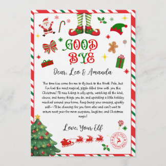 Invitación elf goodbye letter - elf return letter invitation