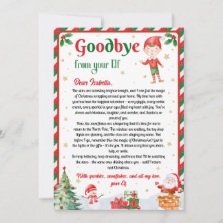 Invitación Elf Goodbye Letter Goodbye from Elf Christmas
