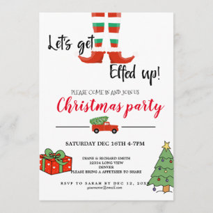 Invitación elfed encima de la fiesta de Navidad fea de Santa