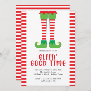 Invitación Elfin Good Time Elf Legs Navidades Fiesta