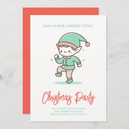 Invitación elfo adorable bailando en Navidades