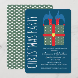Invitación Elfo moderno de Navidad en fiesta de regalo navide
