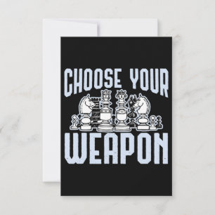 Invitación Elige tu regalo de piezas de ajedrez de armas