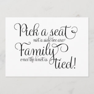Invitación Elige un asiento, no un lado, somos familia una ve