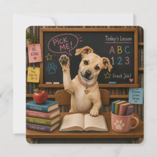 Invitación ¡Elígeme! Perro Cute de Escuela Levantando la Pata