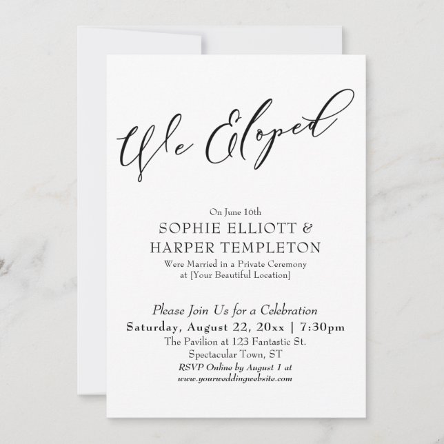 Invitación Eligimos Bonito, simple celebración de blanco negr (Anverso)