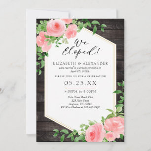 Invitación Eligimos El Elopement Boda Floral Rosa De Madera