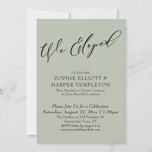 Invitación Eligimos, Elegante, Simple Celebración Verde Masaj (Anverso)