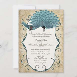 Invitación Elija el color de fondo -Damask Peacock