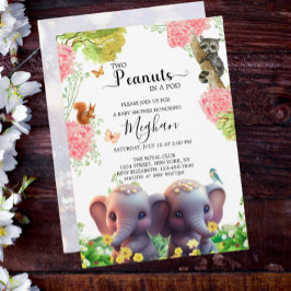 Invitación Elíseos elefantes Baby Shower 2 cacahuetes en un p