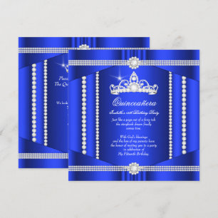 Invitación Élite Azul Real Princesa Quinceañera Diamante