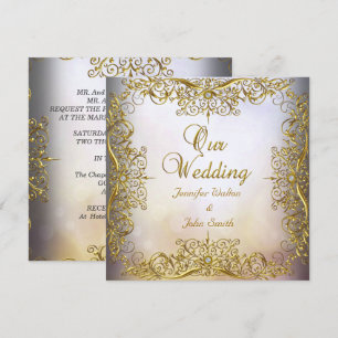 Invitación Élite Boda Elegante Beige Dorado