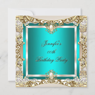 Invitación Elite Cream Verde azulado Pearl Partido del Cumple