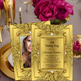 Invitación Elite Diamond Gold Elegant Birthday Party Photo
