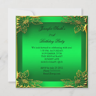 Invitación Elite Elegant Birthday Lime Gold Floral Damask
