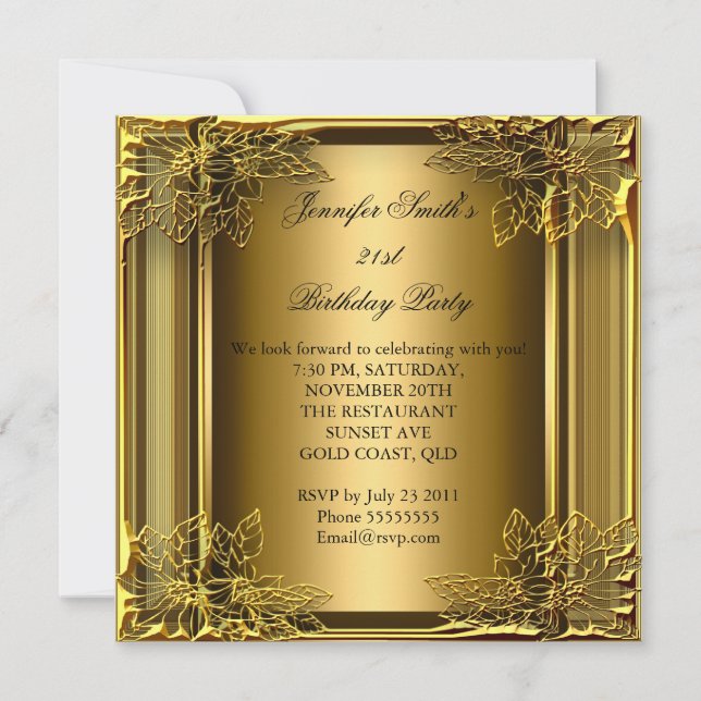 Invitación Elite elegant Birthday Party Gold (Anverso)