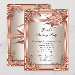 Invitación Elite Elegant Birthday Party Naranja Cream