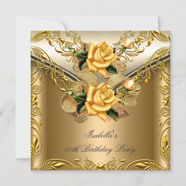 Invitación Élite Elegante Bronce Rosa Dorado Cumpleaños Fiest (Anverso)