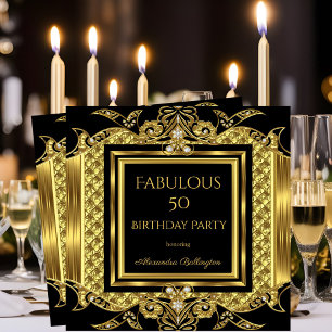 Invitación Élite Elegante Formal Cumpleaños de Oro Fiesta Neg