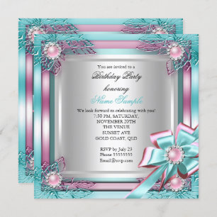 Invitación Elite Elegante Partido de Cumpleaños Plata Verde a