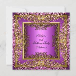 Invitación Élite Elegante Rosa Oro sobre Fiesta de Cumpleaños
