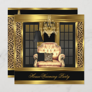 Invitación Elite Housewarming Fiesta Chandelier Gold Chair