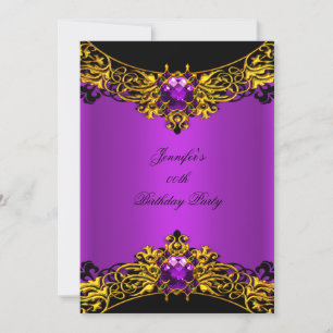 Invitación Élite Magenta Oro Fiesta de Cumpleaños de Encaje N