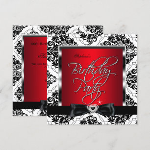Invitación Élite Rojo Damasco Plata Negro Blanco Fiesta de Cu