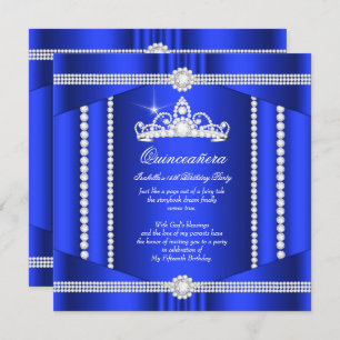 Invitación Elite Royal Blue Princess Quinceanera Diamond
