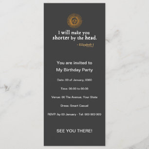 Invitación Elizabeth I cita sobre la decapitación