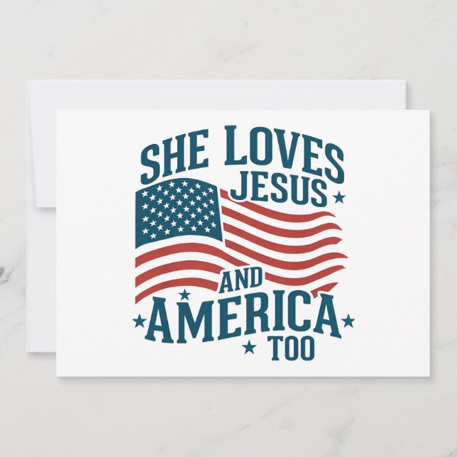Invitación Ella ama a Jesús y a Estados Unidos también a la b (Anverso)