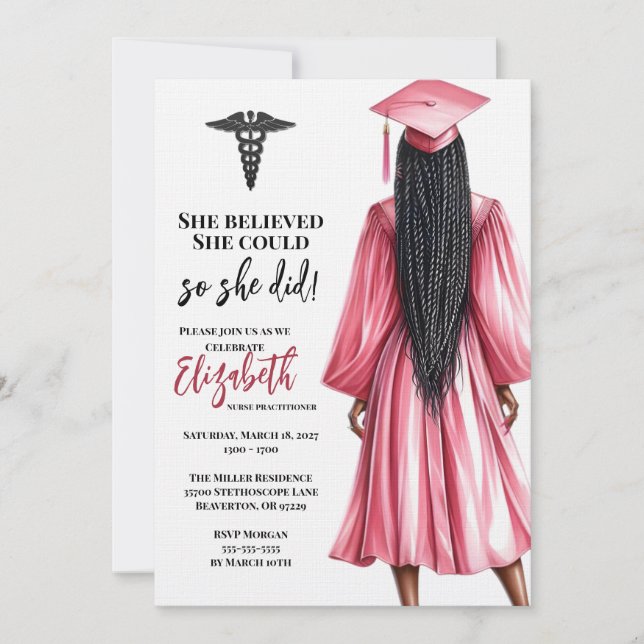 Invitación Ella Creía Que Podía Así Que Se Graduó (Anverso)