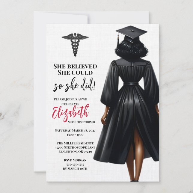 Invitación Ella Creía Que Podía Así Que Se Graduó (Anverso)