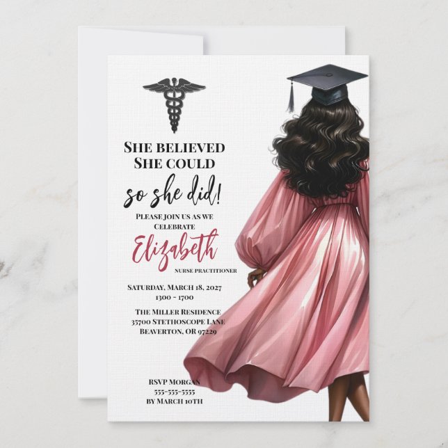 Invitación Ella Creía Que Podía Así Que Se Graduó (Anverso)