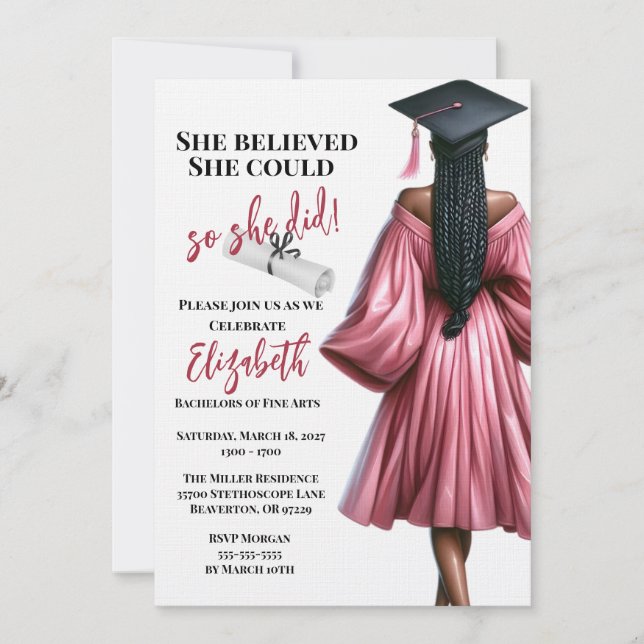 Invitación Ella Creía Que Podía Así Que Se Graduó (Anverso)