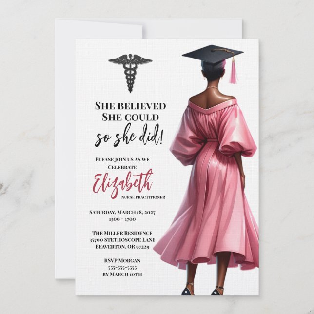 Invitación Ella Creía Que Podía Así Que Se Graduó (Anverso)