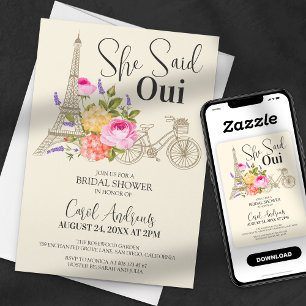 Invitación ¡Ella dijo oui! Despedida de soltera floral de acu