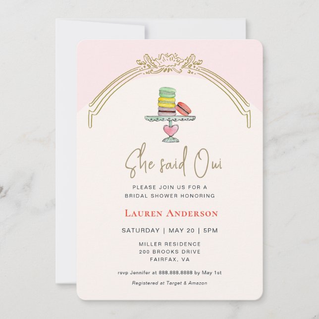 Invitación Ella dijo Oui Macaroon Parisino    (Anverso)